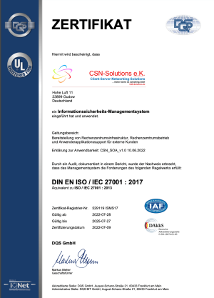Zertifiziert durch die „Deutsche Gesellschaft zur Zertifizierung von Managementsystemen mbH (DQS)“